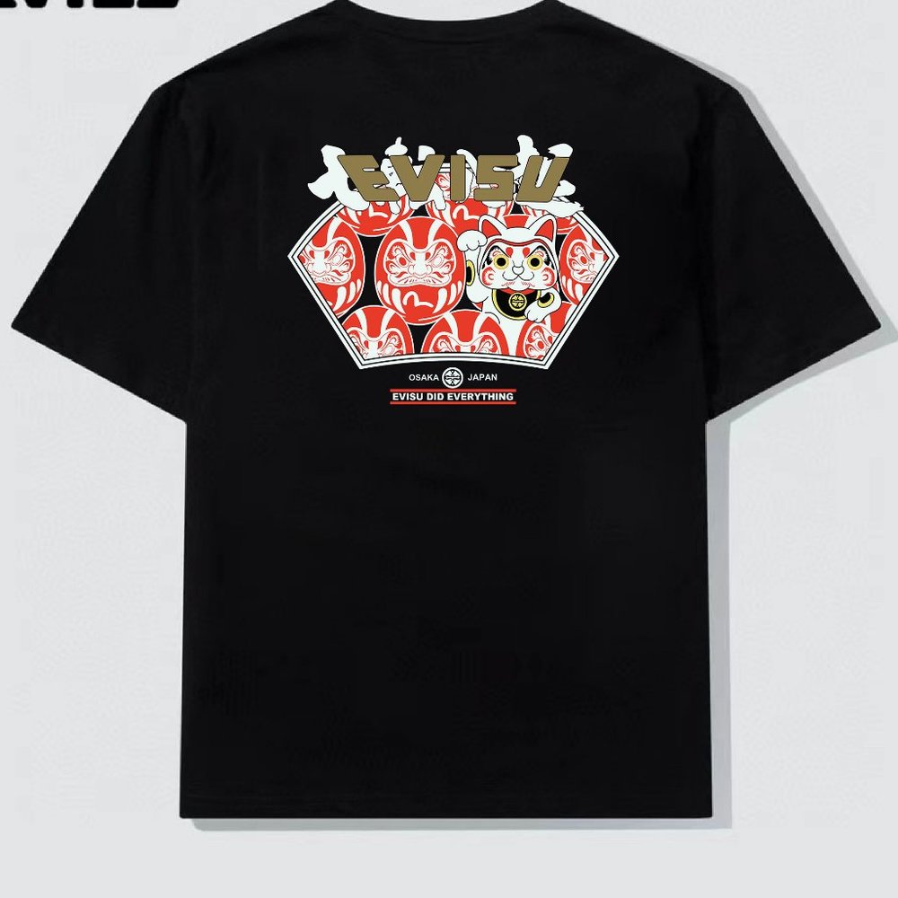 Evisu fan print short-sleeved T-shirt
